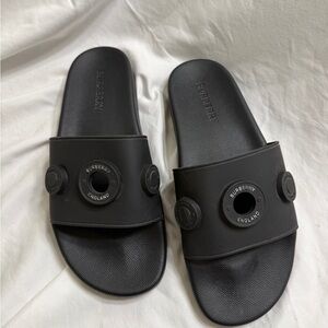Burberry Black Rubber Slides Size 46 (US 12/13) Logo Designer Sandals